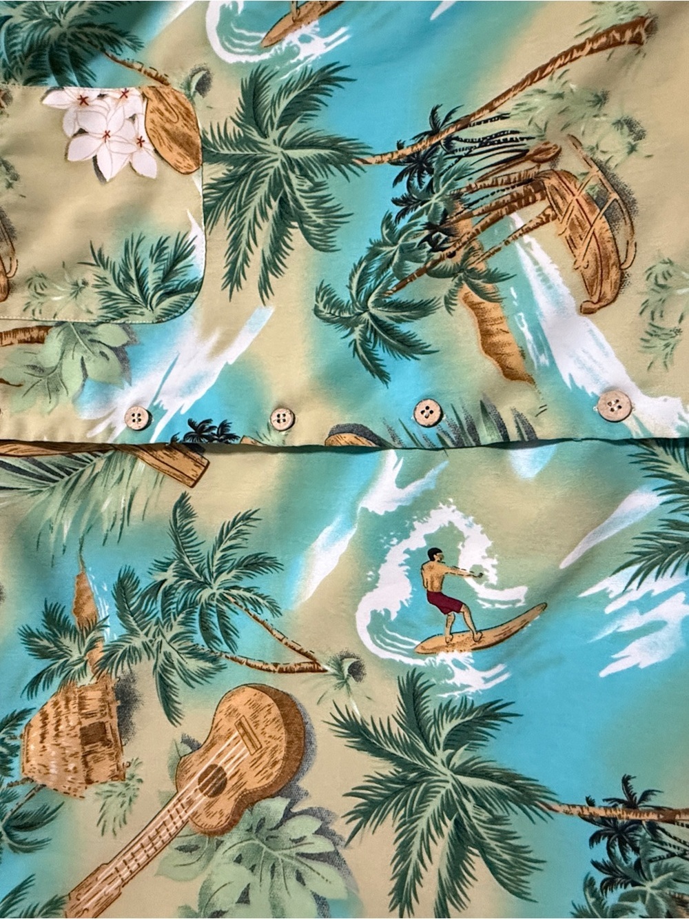Aloha Joe Casual Men's Short-Sleeve Hawaiian Shirt - Green/Turquoise - Picture 8 of 11